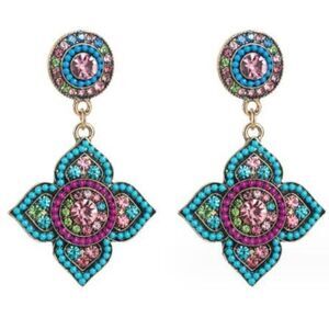Rhinestone decor flower earrings A45